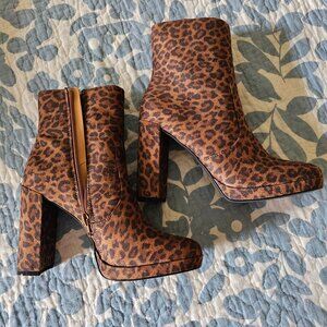 High-Heeled Leopard Booties